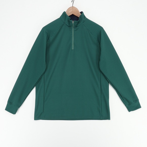 Mizzen + Main 1/4‎ Zip Pullover Mens Small Green Print Golf Casual Performance - Picture 1 of 8